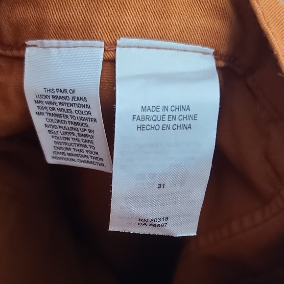 LUCKY BRAND Rust Orange Colored Pants With Blue Stripes Down Side Size 12/31 - Picture 4 of 16